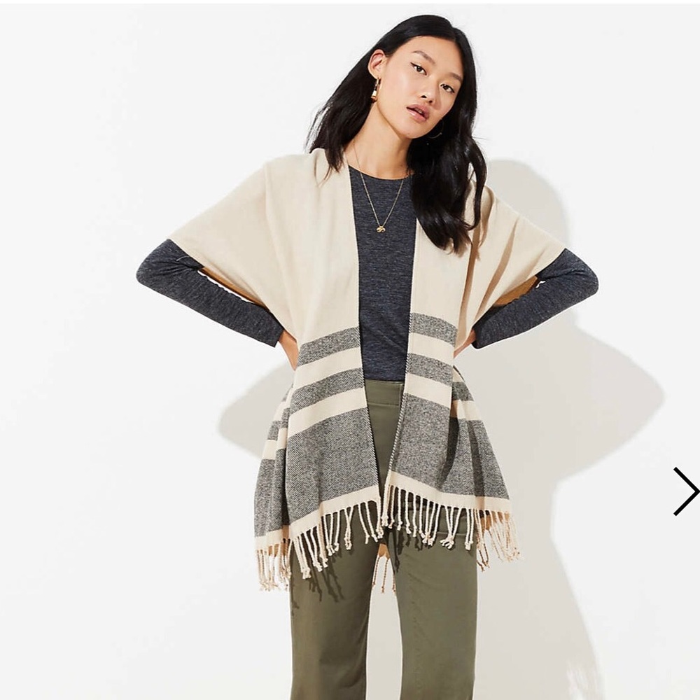 🆕 LOFT Striped Poncho Wrap M-L